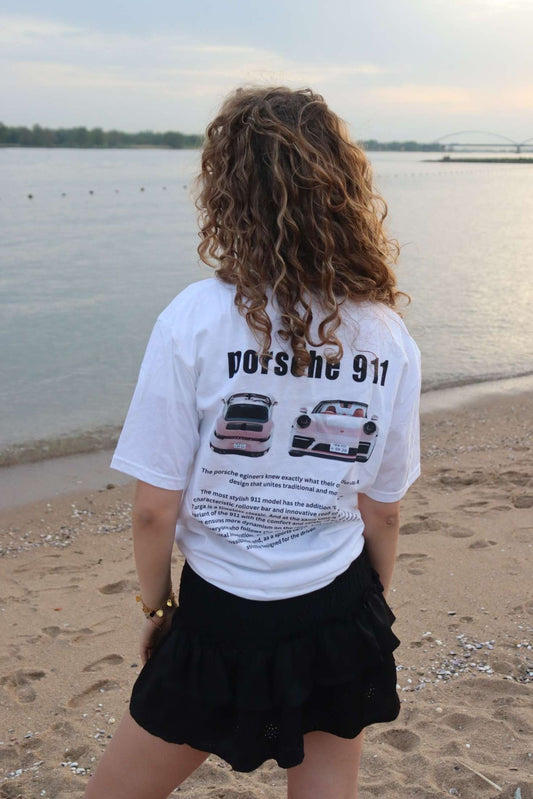 porsche 911 roze shirt dames zomer t-shirt mave the brand print achterkant