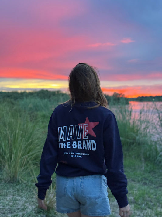 Mave the brand Sweater navy blauw met rode ster trui 